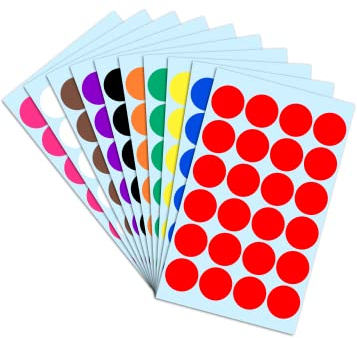 1200 Stück, 25mm Klebepunkte Runde Punktaufkleber Etiketten Markierungspunkte - 10 Farben,