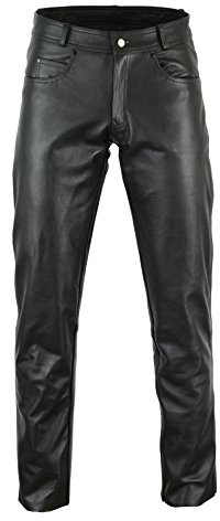 Bikers Gear Australia Lt1001men-s Bikers Gear Rock Roll Jeans in Pelle da Uomo, Pantaloni da Motociclista Premier Cowhide Vita 30 S, Nero, S