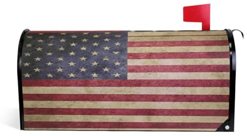 Wamika July 4Th Independence Day USA American Flag Welcome Magnetic Mailbox Post Box Cover Wraps Standard Size 20.8(L) x 18(W) Makover MailWrap Garden Home Decor