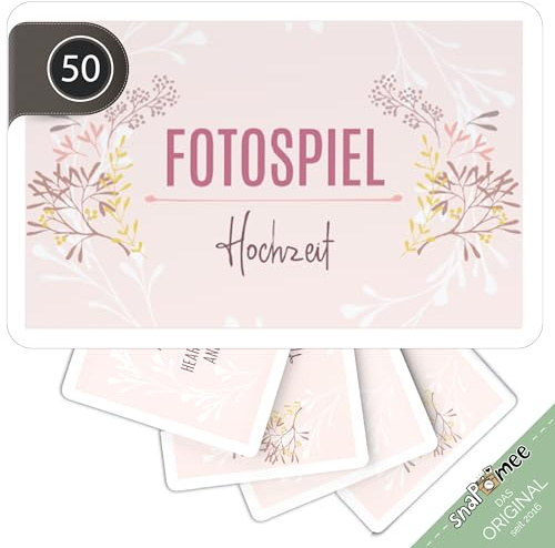 Fotospiel Hochzeit - Das Original von snaPmee - 50+4 Fotoaufgaben - Hochzeitsspiel für Gäste & Brautpaar (Rosa)