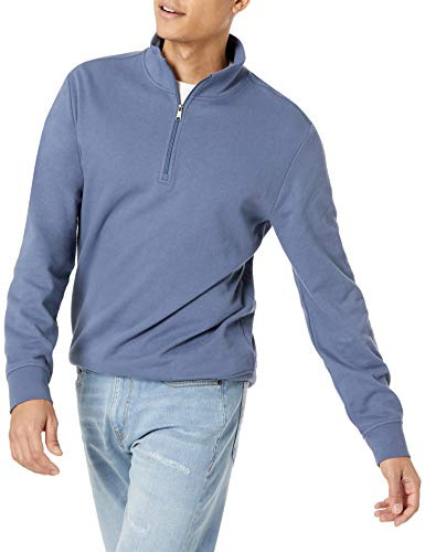 Amazon Essentials Men's Lightweight French Terry Quarter-Zip Mock Neck Jumper, Indigo, M