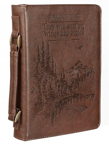 Christian Art Gifts Klassische biblische Decke für Herren auf Flügeln wie Adler Berg Jesaiah 40:31, Kunstleder braun, Größe M