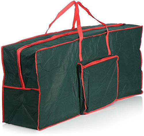 COM-FOUR® Weihnachtsbaumtasche - Aufbewahrungstasche für den Christbaum - Tannenbaumhülle - Weihnachtsbaumhülle zur Lagerung und Aufbewahrung (dunkelgrün/rot - groß)