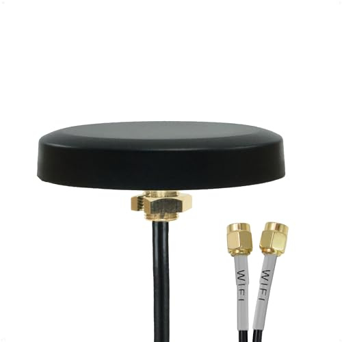 Proxicast Ultra Low Profile Indoor/Outdoor Omni Directional MIMO WiFi Antenna - Dual Band/Triple Band 2.4/5.8/6 GHz WiFi Puck - Through Hole Screw Mount - 3 ft Coax Lead w/RP-SMA (ANT-132-S02)