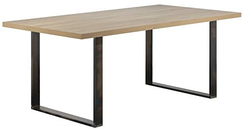 i-flair Esszimmertisch Macon 200x100 cm Kufentisch Holztisch Esstisch Kufengestell Tisch mit Tischplatte und Kufen - Eiche + Industrial
