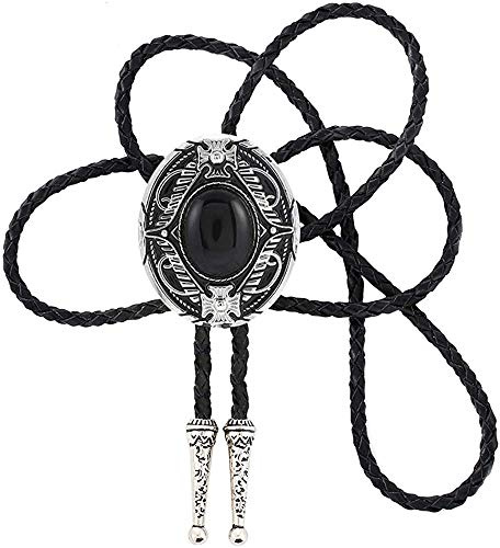 STARBRILLIANT Bolo-Krawatte Aus Naturstein, Keltischer Stil, Handgefertigt, Schwarzes Rindsleder-Seil（green 1）