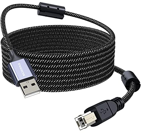 MOSWAG Cable de Impresora y Escáner USB Tipo A a B de Alta Velocidad Compatible Con HP, Canon, Epson, DELL, Lexmark, Brother, Xerox, Samsung y Otros