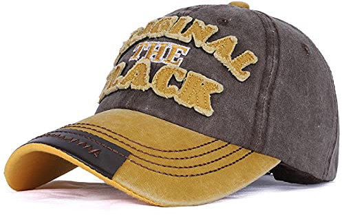 ShFhhwrl Baseball Kappe Retro Gewaschene Hip Hop Cap Outdoor-Visier Mit Brief Atmungsaktiven Hut Männer Baseball Cap Gelb Und Braun