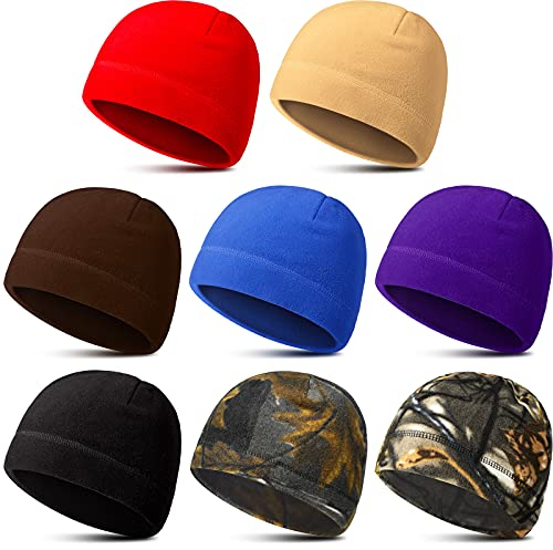Geyoga 8 Pcs Fleece Beanie Men Skull Winter Cap Tactical, Chic Style