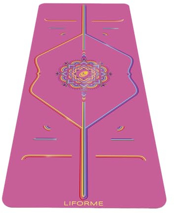 Liforme Tappetino Yoga da Viaggio - Leggero, Trasportabile e Antiscivolo - Eco-Sostenibile in Gomma Naturale Biodegradabile con Esclusivo Sistema con Indicatori di Allineamento - rosa riconoscente