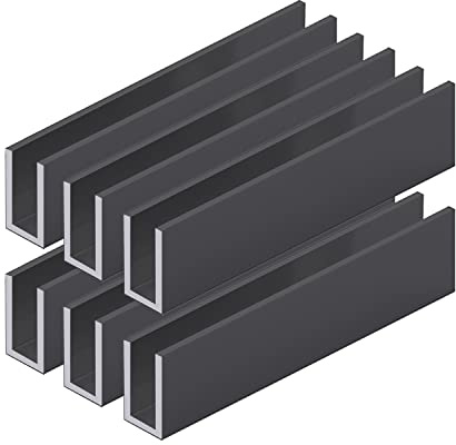 Top Hardware Aluminum Fixed Panel Shower Door U Channel for 1/2'' Thick Glass 95 inches Length (6, Black Finish)