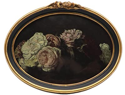 CISOO Vintage Oval Picture Frame 5x7 Antique Photo Frame Decorative Painting Table Top Display and Wall Hanging Home Decor, Ornate Photo Gallary Art, Black and Gold