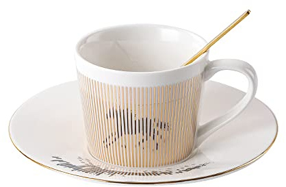 Baroflone Mirror Cup and Saucers (Horse), Reflection Coffee Mug, Tea Sets for Women Wedding Party Afternoon Tea | ceramic coffee cup set tea cups and saucers for women afternoon tea ideal gift dishwasher safe