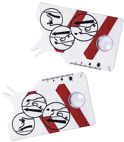 PQLQ 2 Stück Zeckenkarte, Zeckenkarte für Menschen, mit Lupe,Schnell und sanft Zecken vom Haustier oder Menschen entfernen