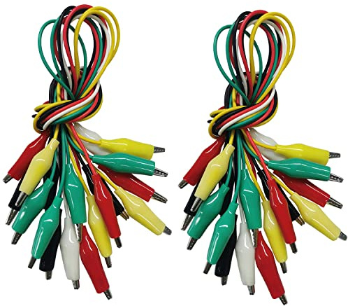 20 pinzas de cocodrilo con cable, pinzas de cocodrilo, cable de medición, cables de prueba con pinzas de cocodrilo, cable de medición de doble extremo (50 cm)