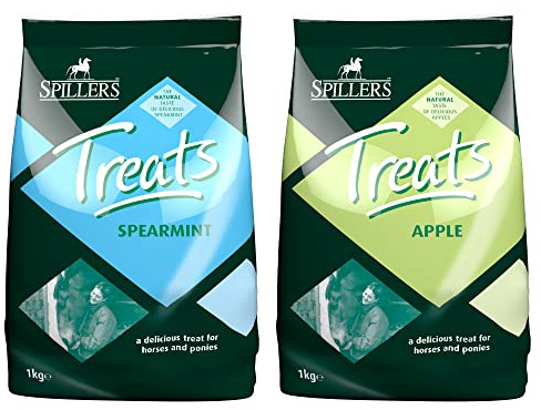 SPILLERS Horse Treats 2 Pack – Apple 1kg and Spearmint 1kg – Delicious Treat to Reward Horses and Ponies
