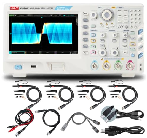 UNI-T Osciloscopio digital de fósforo MSO3354E-S con 4 canales (analógico), 16 canales (digital), velocidad de muestreo de 2,5 GSa/s en tiempo real, 250 Mpts, 350 MHz de ancho de banda