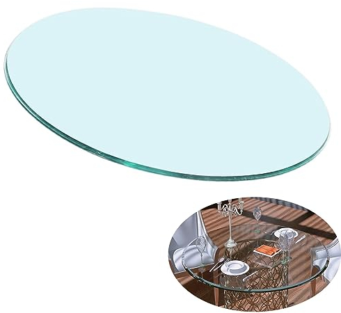 SAGIDAR Runde Tischplatte Aus Gehärtetem Transparent Glass, Tisch Glasplatte Ersatzteil, 45 cm 58 cm 70CM 85CM 96CM, Tischplatte Sicherheitsglas, Aus Gehärtetem Glass, Klar Durchsichtig