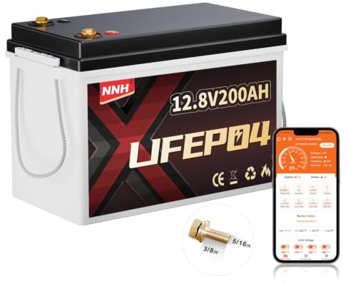 Lifepo4 200AH 12V Batterie mit Bluetooth, Lithium Batterie 12V 200AH mit 200A BMS,8000 Zyklen Deep Cycle,Perfekt für Auto Camping Wohnwagen,Wohnmobil,Solar