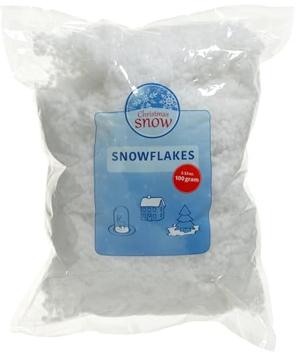 MIJOMA Neve artificiale per paesaggi invernali e decorazioni natalizie, bianco (fiocchi di neve 100 g) (MIJ-SNW-ASS)