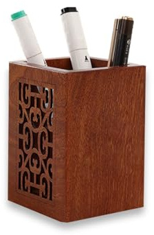 Kaizuca Holz Stifteköcher, Quadrat Stiftehalter, Schreibtisch Organizer, Ebenholz, Handarbeit, für Schreibware, Make Up Pinsel, Schreibtische, Büros