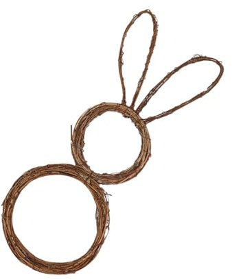 IMIKEYA Rattan-Kaninchen-Girlande Ostern Türgirlande Ostertür Ostern-tür-Swag Türkranz Osterhasen-Ornamente Kranzrahmen Aus Rattan Hasenkranz Girlande Osterfront Feder Hochzeit