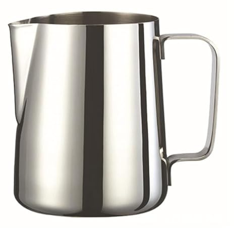 ABOOFAN Stainless Steel Milk Pour Pot 350Ml/12.17Oz Coffee Pour Cup Silver Milk Pour Mug Dishwasher Safe for Frothing Latte Art Hand Held Frother Home Kitchen Use