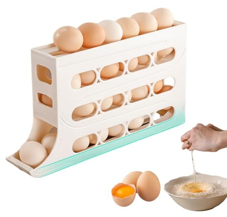 Huevera Para Nevera | Hueveras Para Frigorifico | Dispensador De Huevos | Caja De Almacenamiento De Huevos | Bandeja Para Huevos Con Ruedas Automáticas De 4 Niveles 30 Recipiente De Huevo