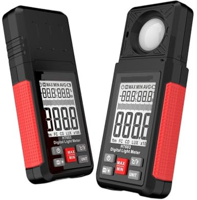 Mesureurs de lumière Compteur de lumière numérique HT603, 200000 Lux, avec humidité ambiante et température, Lux mètre