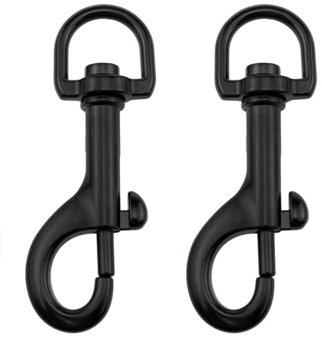 Yocimango Schwarzer Karabinerhaken mit Drehgelenk, 71 mm, Schwermetallhaken, Fahnenmast-Clip mit Drehgelenk für Flaggenclip, Hundeleine, Schlüsselanhänger, Lederhandwerk, 2 Stück