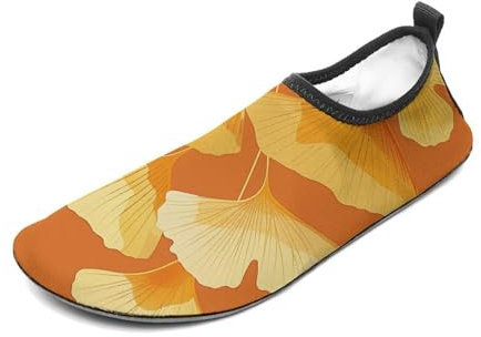 Wasserschuhe für Damen und Herren, schnelltrocknend, Aqua-Socken, Schwimmbad, Barfußschuhe, Ginkgo-Blattkunst, Strandschuhe, Stil 5, 43/43.5 EU