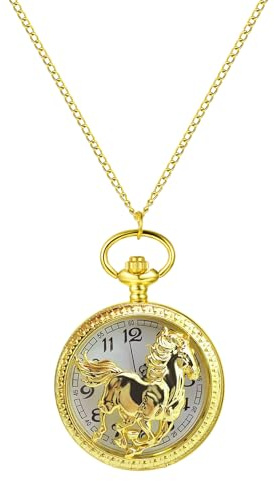 JewelryWe Muttertagsgeschenk Retro Taschenuhr mit Kette Damen Herren Analog Quarz Kettenuhr Vintage Uhr Anhänger mit Halskette Geschenk für Frauen Männer