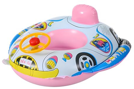 The JYJLLM car shaped swimming ring has armrests and a backrest, which is not easy to roll over.baby swimming float baby float baby pool float baby swimming ring baby inflatable seat swimming (Pink)