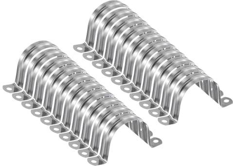 sourcing map 20 Stück 50 mm Rohrschellen, M50 U-Rohrschellen, Edelstahl, starres Rohrband, U-förmige Halterung mit zwei Löchern für Rohr, Schlauch, Drahtschnur, Befestigung