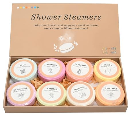 Aomhrek Shower Steamers Aromatherapy Gift Set - 8-Pack Bath Bombs for Women, Relaxation Gifts with 8 Unique Scents and Colors, Ideal for Bath Sets and Special Occasions