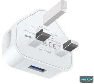 UK 3 Pin Mains Chargers, UK Wall Plugs, USB Vape Battery Charger Plug, A/C Adapter 5V/1A for Vape Kits and Mods, iPhone Android Cellphone Smartphone and USB device - Nicotine Free