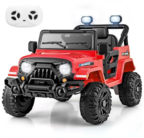 COSTWAY 12V Voiture Électrique Enfant avec Télécommande 2,4G, Buggy Électrique Enfant avec Musique & Phares LED, 3-6 km/h, Démarrage Progressif pour 3 Ans+ (Rouge)