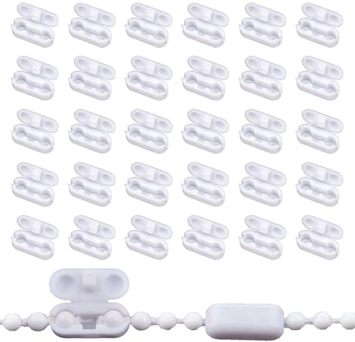 TRKETK 30 Stück Rollo Kettenverbinder, Ersatz-Rollo-Zugschnur-Verbinder Kunststoff Kugelkettenverbinder Passend für 4,5 mm Rollo-Vertikaljalousien-Clips Rollo Ersatzteile Kettenzug