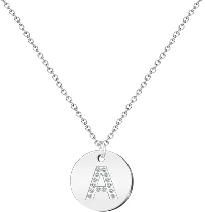 cotigo - Collar Letra acero inoxidable - Colgante letra inicial A-Z - Collar mujer – Cadena con dije letras - Regalo personalizado para mujer, niña, mejor amiga (1-A)