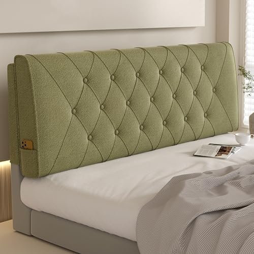 Vollständiges Kopfteil-Stützkissen, Wandmontage, Diamant-Polster-Kopfteil für Nachttisch, Tagesbett, Etagenbett, Rückenlehne, grüne Paste 160 cm