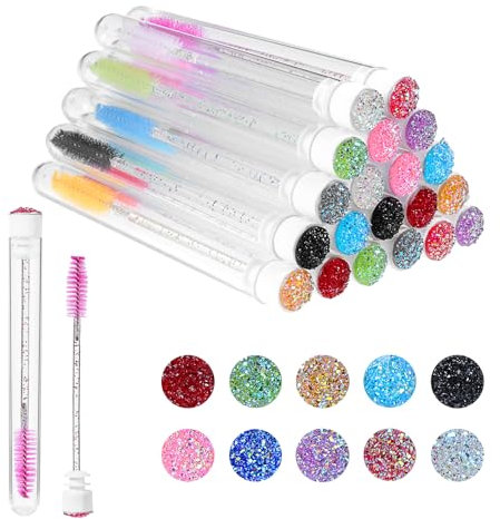 ZEYIYER Lot de 20 brosses à cils, brosses à cils en tube, baguettes et tubes de mascara, pinceaux de maquillage pour extensions