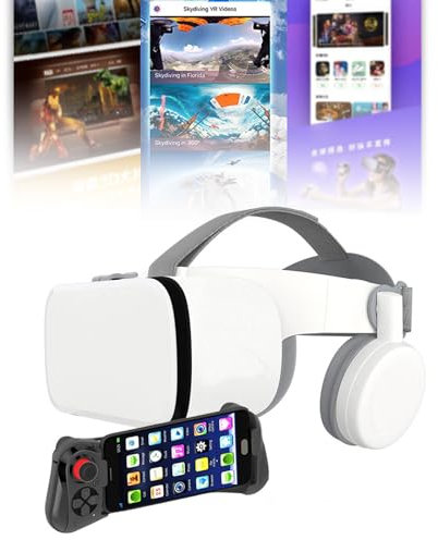 PPLDABNK Gafas de Realidad Virtual 3D, Gafas universales de Realidad Virtual, cómodas y Nuevas, Auriculares para Juegos de Realidad Virtual (RV) para Adolescentes, Adultos y niños.,White