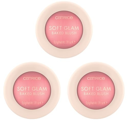 Catrice Soft Glam Baked Blush, Rouge, Nr. 040, Pink, Expressergebnis, strahlend, vegan, ölfrei, ohne Parfüm, ohne Alkohol, 3er Pack (3x5.6g)
