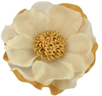 Elegant Handcrafted Silk Camellia Flower Brooch for Women - 9cm Floral Organza Fabric Pin, Romantic Wedding Party Lapel Accessory for Dress Scarf Hat Jewellery Gift