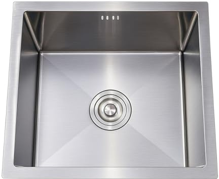 Fregadero Cocina Acero Inoxidable Plata Fregadero Empotrable Rectangular Fregaderos bajo encimera Sobre Encimera,Lavabo de Granja de Un Solo Tazón,para Bar,Hotel,Comedor