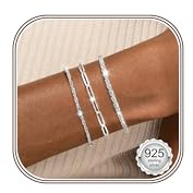 Milacolaato armband silver 925 dam armband 16 karat guldpläterad/silver dekorativa länkkedjor armband stapelbara justerbara flerskikts gem pärlor armband för kvinnor flickor, 16–19 cm