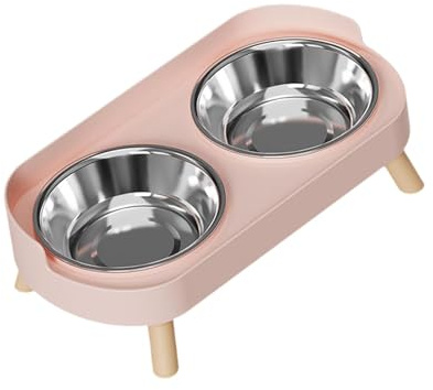 Milageto Ciotola per Acqua per Gatti e Cani, Facile da Pulire, Ciotola rialzata per Gatti, per Gattini Cani di Piccola Media Taglia, Rosa, Ciotola in Acciaio