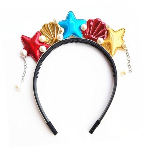 Ipetboom Leichtes Haarband mit Muschelmuster und Perlen Material Kreatives Stirnband für Mädchen nicht Verformbar für Karneval und Weihnachten