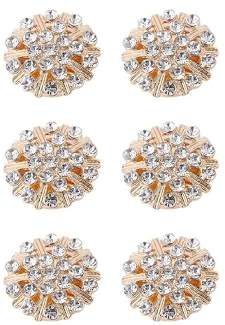 Knappöverdrag med strass – set med 6 skjortknappar, glittrande klädklämmor, elegant tillbehör, blus-tryckknappar utan kostym,