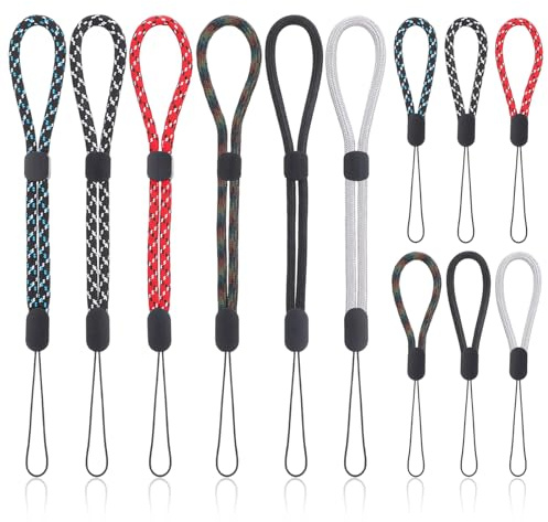 Cobee Verstellbare Nylon Lanyard,12 Stück Bunte Handschlaufe Handy,Universal Handykette Kurz Paracord Finger Wrist Handyband für Kamera Brieftasche USB-Stick Schlüsselband Die Meisten Phone